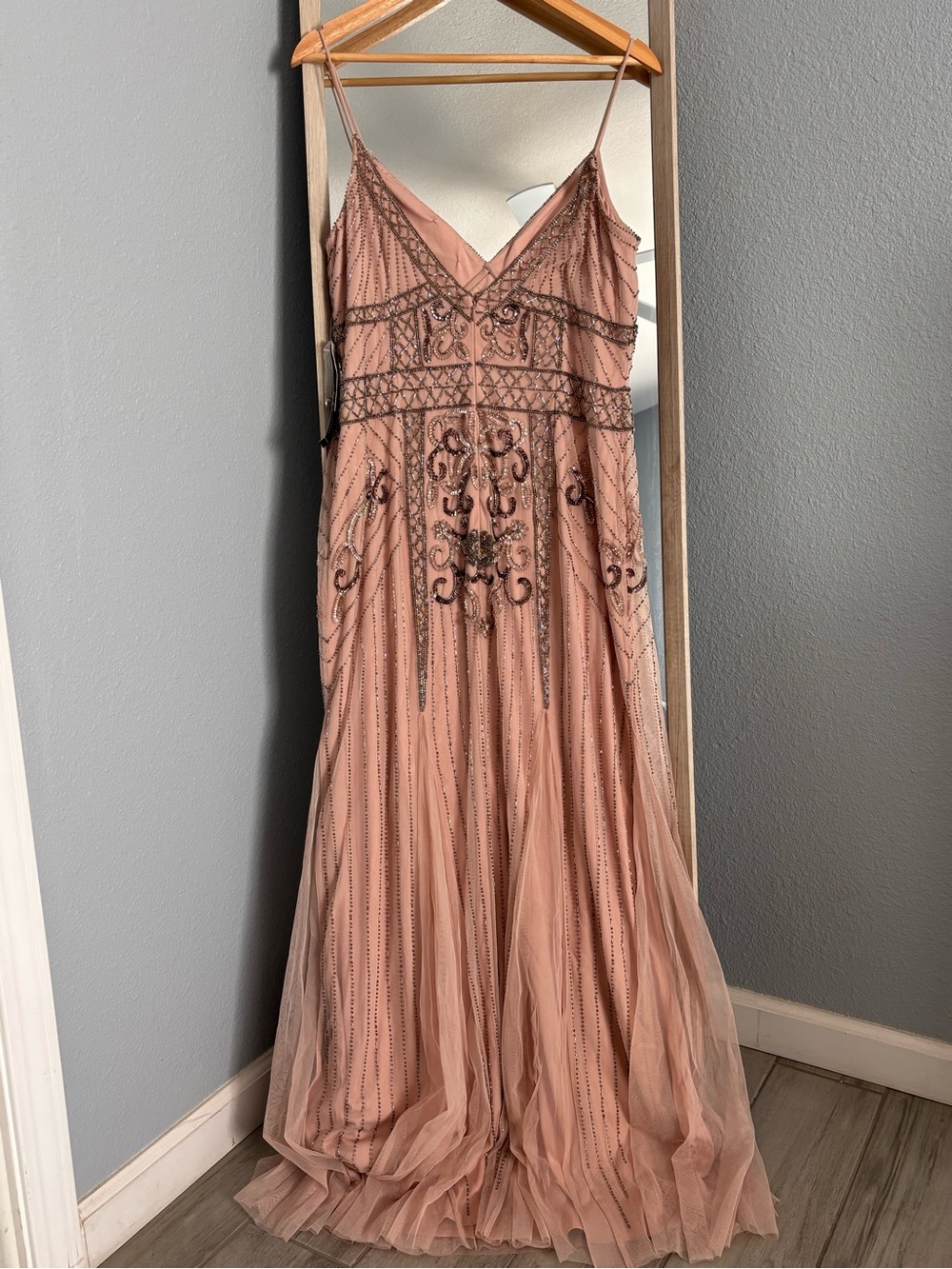 Macy's Blush Pink Beaded Embellished Maxi Dress - Picture 9 of 10